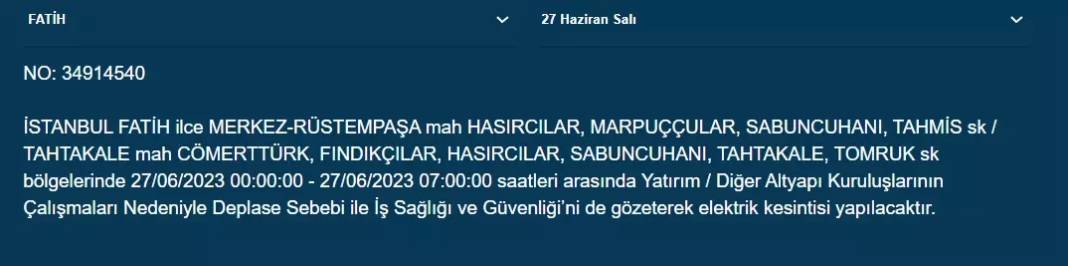 İstanbul'da Yarın Elektrik Kesintisi Yapılacak İlçeler Açıklandı 2