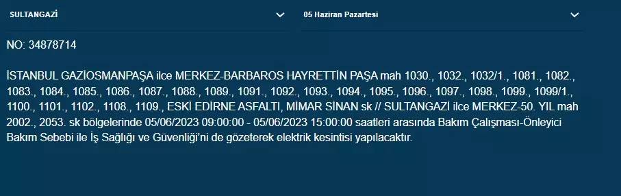 İstanbul'da yarın hangi ilçelerde elektrik kesintisi olacak 2