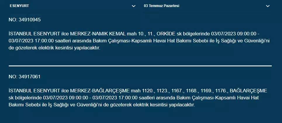 İstanbullular Dikkat! Yarın Birçok İlçede Elektrikler Kesilecek! 9