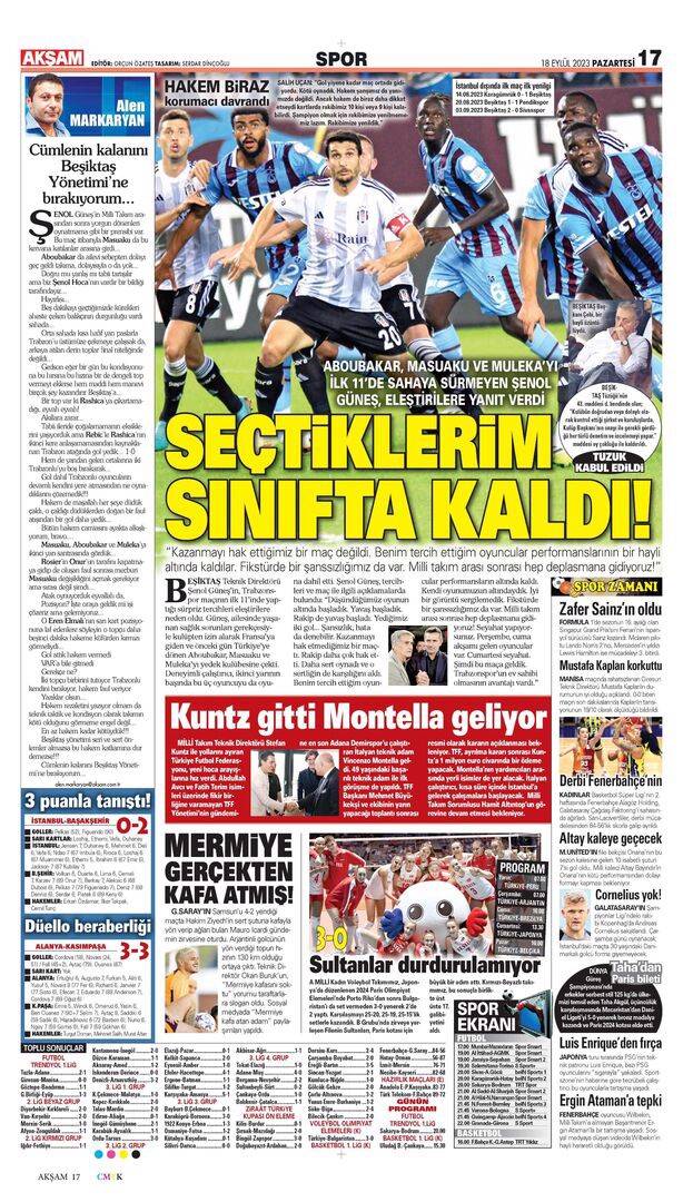 Trabzonspor Beşiktaş maçı manşetlerde nasıl yer buldu? 18 Eylül spor sayfaları 22