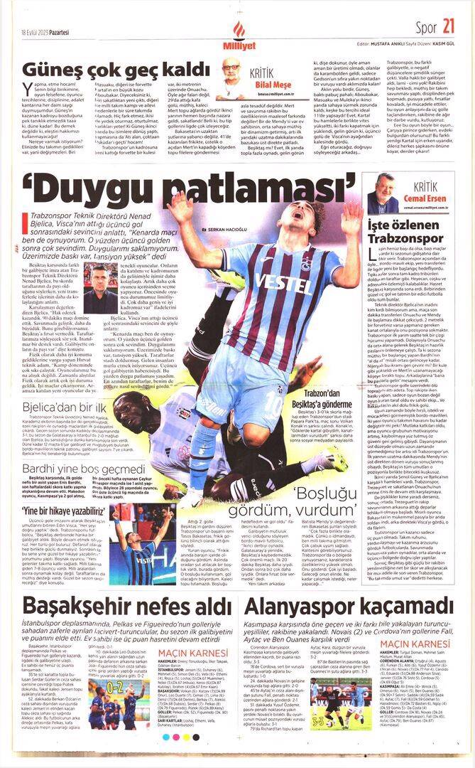Trabzonspor Beşiktaş maçı manşetlerde nasıl yer buldu? 18 Eylül spor sayfaları 23