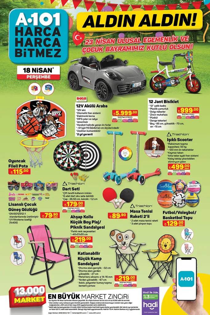 A101 23 Nisan 2024 Özel Kral Şakir ve Barbie lisanslı ürünler, kaykay ve akülü araba satışta olacak! 2