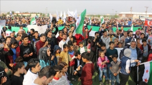 Suriyelilerden terör örgütü YPG/PKK’ya protesto