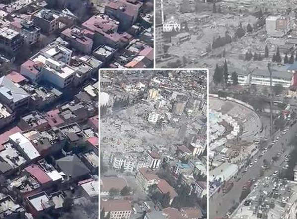 Kahramanmaraş'ta felaketin boyutu havadan görüntülendi