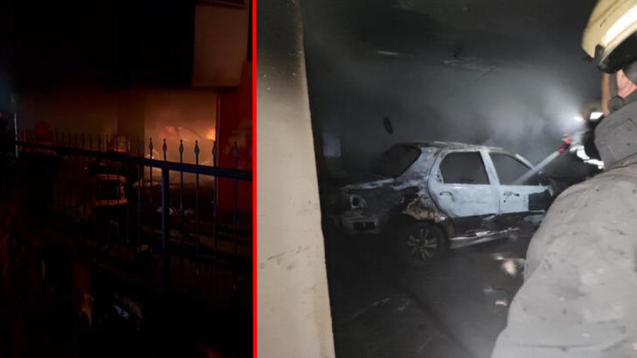 Samsun'da park halindeki otomobil alev alev yandı