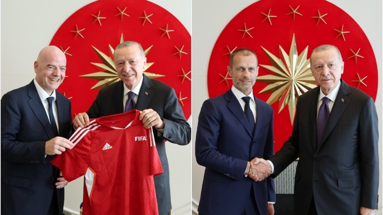 Erdoğan, FIFA Başkanı Infantino ve UEFA Başkanı Ceferin'i kabul etti