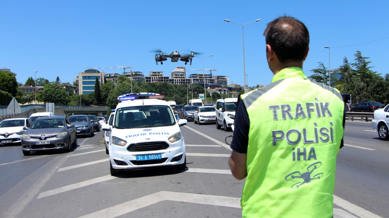 Kural ihlali yapan sürücüler dronla tespit edildi