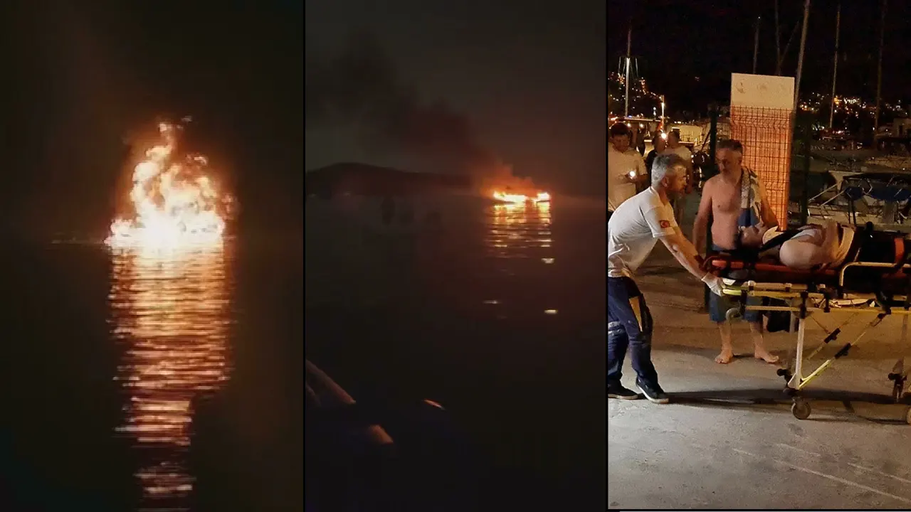 Şişme botta patlama: Alev alev yandı