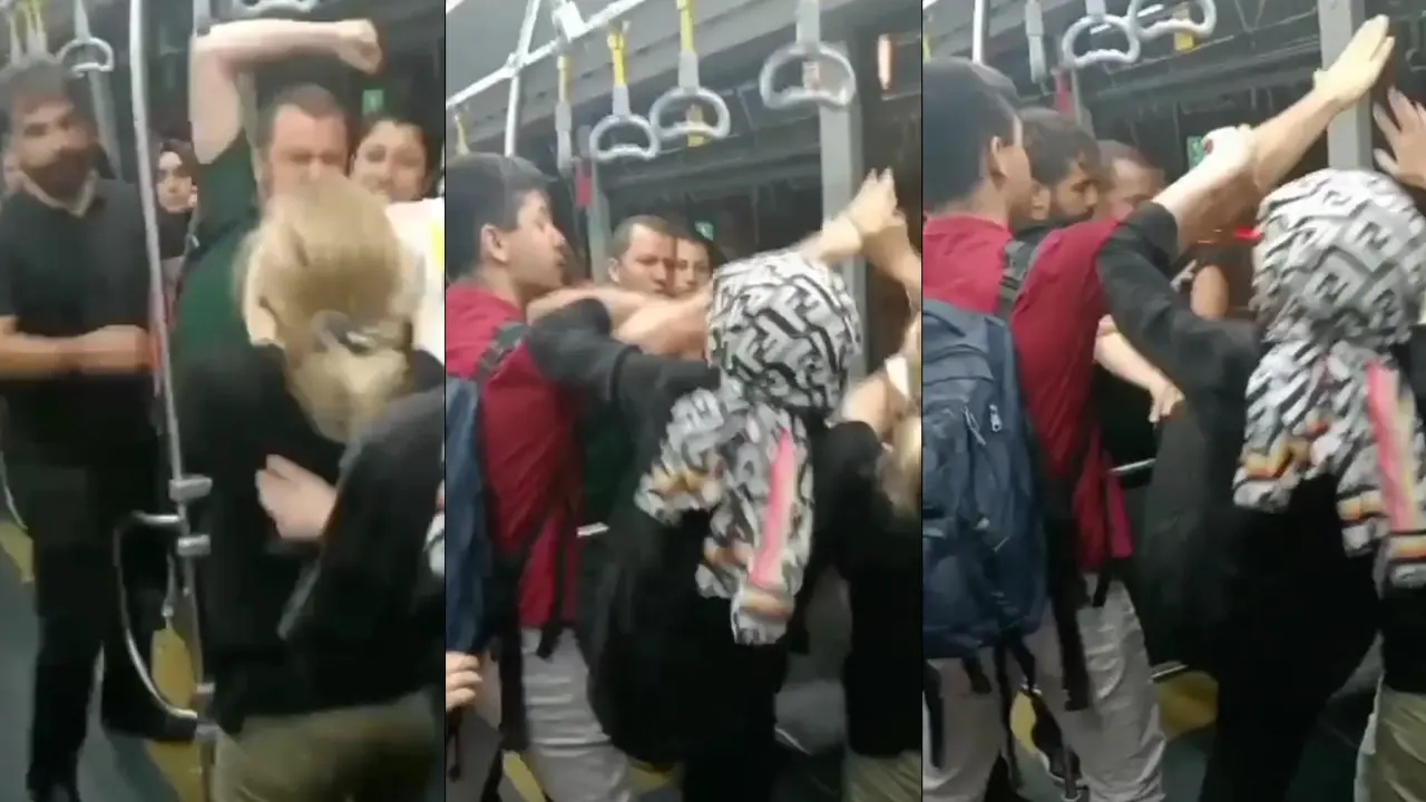 Metrobüste tekme tokat kavga! Yolcular birbirine girdi