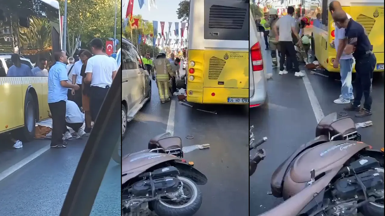 Motosiklet İETT otobüsüne çarptı: Hamile kadın otobüsün altında kaldı