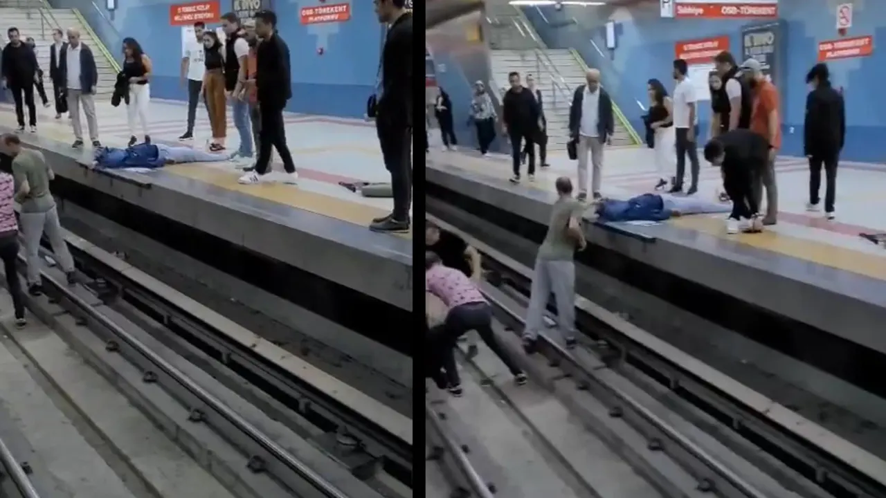 Faciaya ramak kala: Metro istasyonunda bayılan kadın raylara düştü