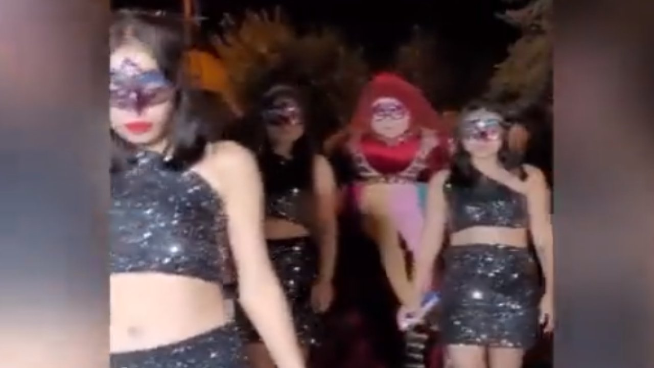 Muhafazakar kına gecesinde maskeli dans şov!