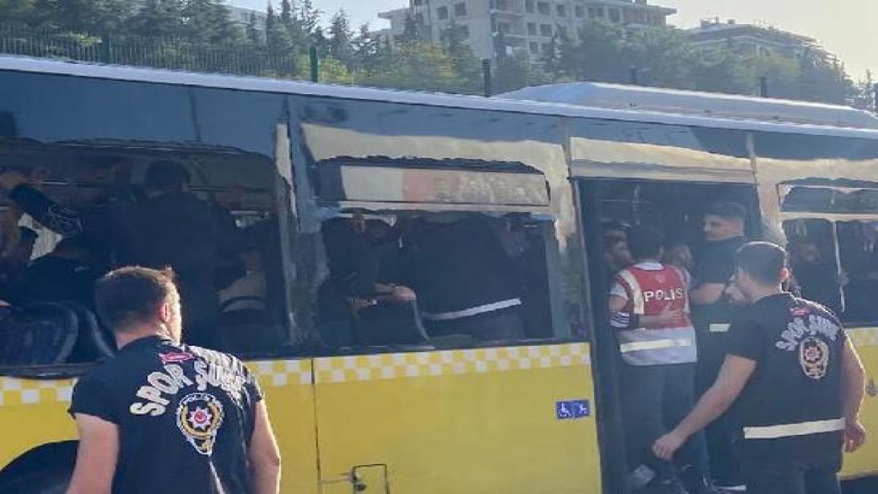 Beşiktaşlı taraftarlar Rams Park'a ulaştı! Bazı otobüslerin camları kırıldı