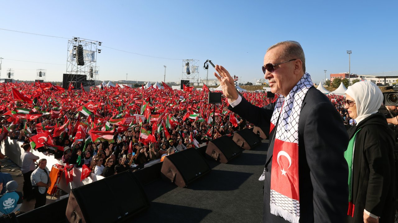 Erdoğan Büyük Filistin Mitingi'nde konuştu: 'İsrail'i savaş suçlusu olarak dünyaya ilan edeceğiz'