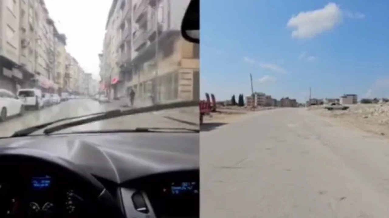 Aynı caddede iki ayrı video… Hatay’ın öncesi ve sonrası…