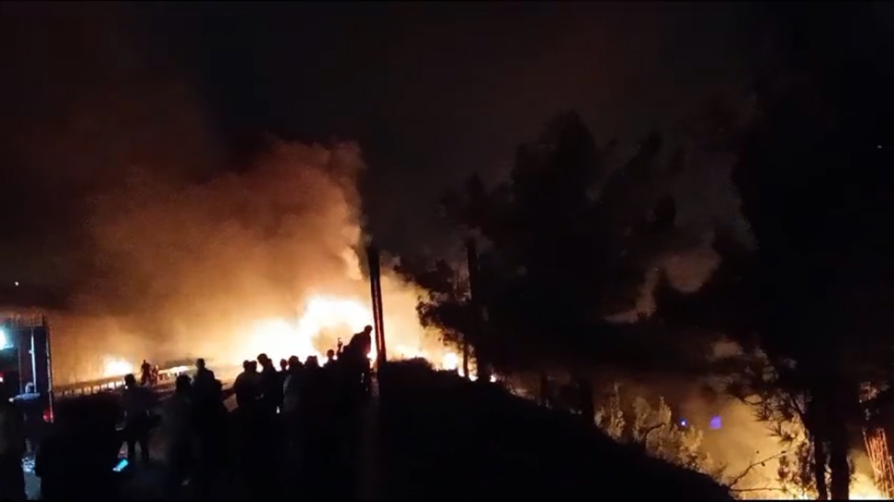 Korkutan yangın: Otoyolda yanan TIR'daki alevler ormana sıçradı