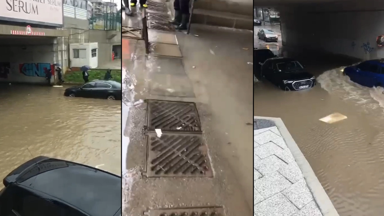 İstanbul'da sağanak: Alt geçidi su bastı, sürücüler zor anlar yaşadı