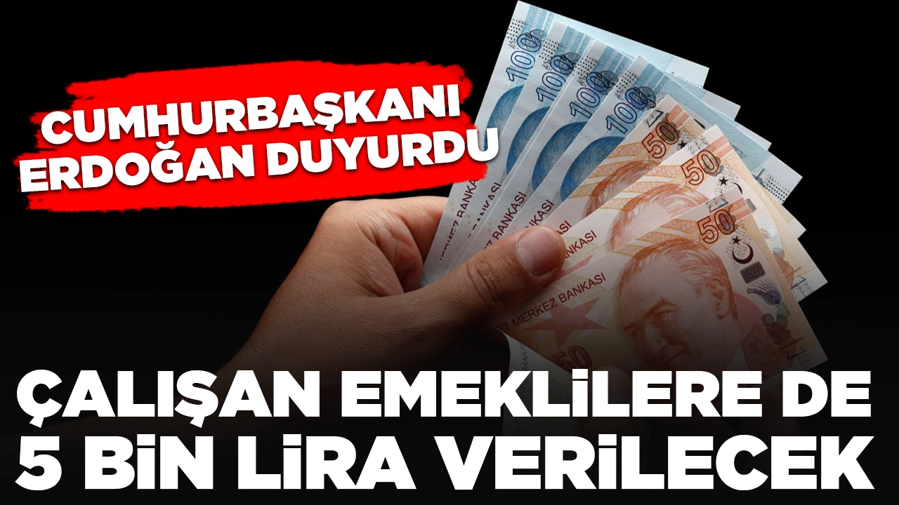 Cumhurbaşkanı Erdoğan açıkladı: Çalışan emeklilere de 5 bin lira ödenecek