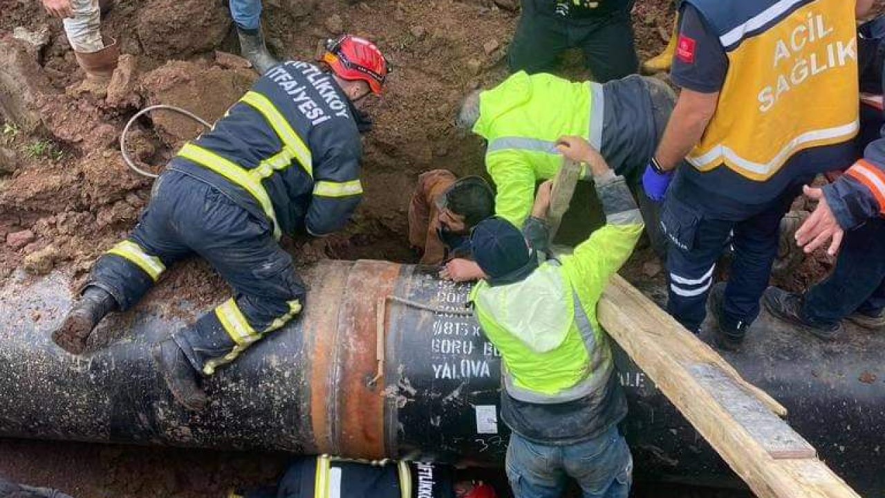 İçme suyu hattı çalışmasında göçükte kalan işçi kurtarıldı