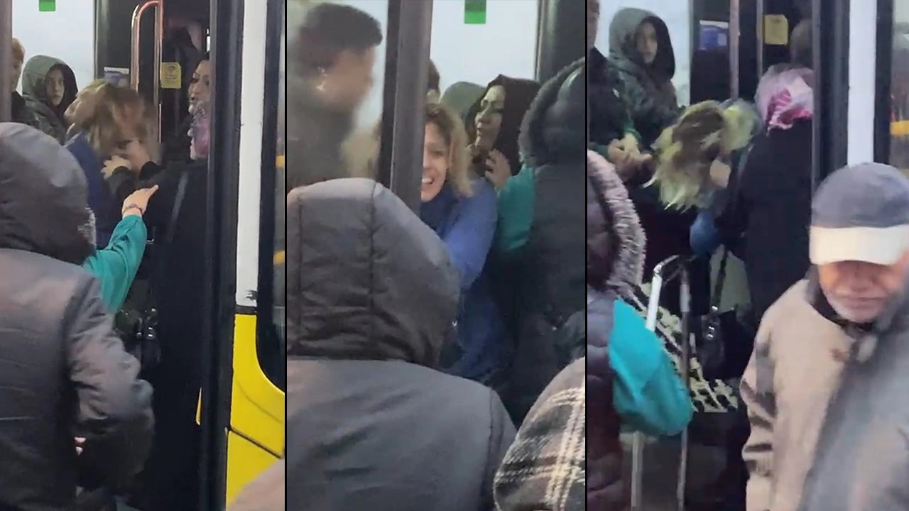Kadınlardan otobüste saç saça kavga!