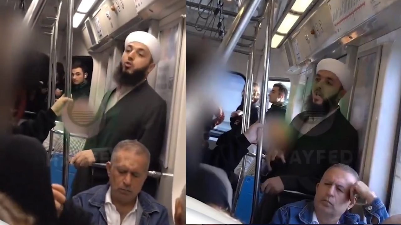 Metroda vatandaşlara seslenen tebliğci "Emirleri hatırlattı"