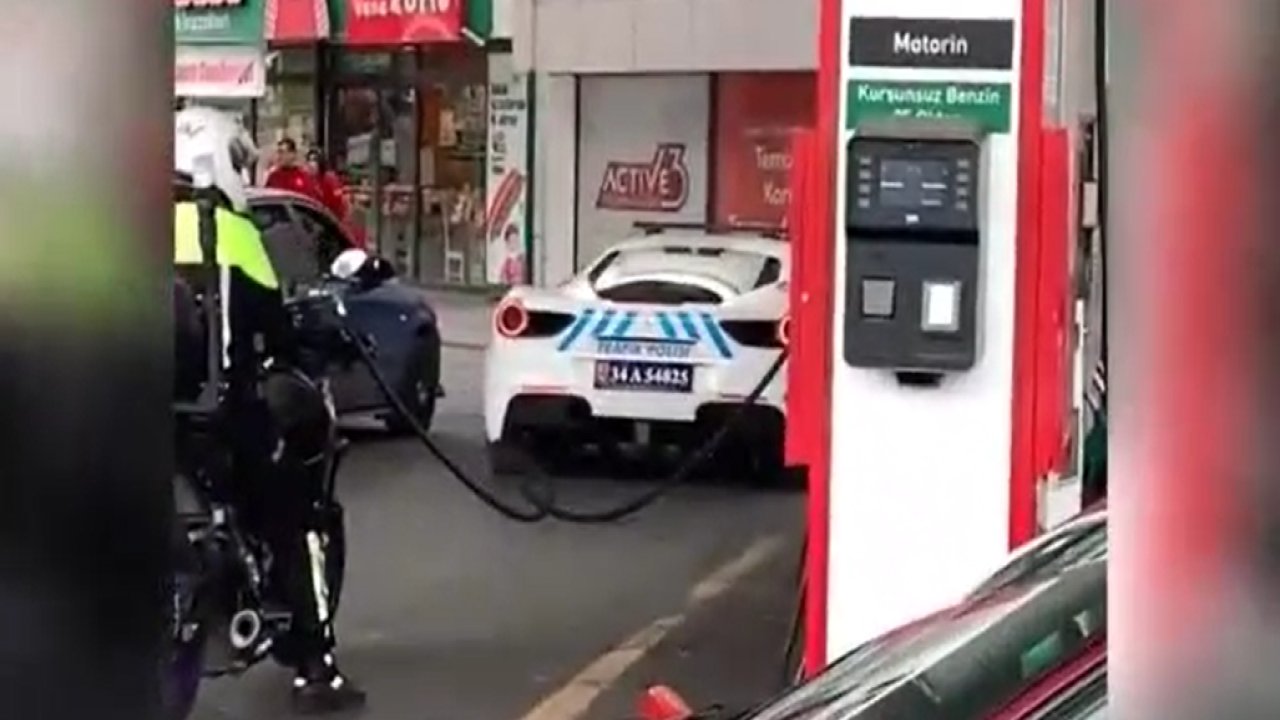 Lüks polis araçları benzincide görüntülendi!