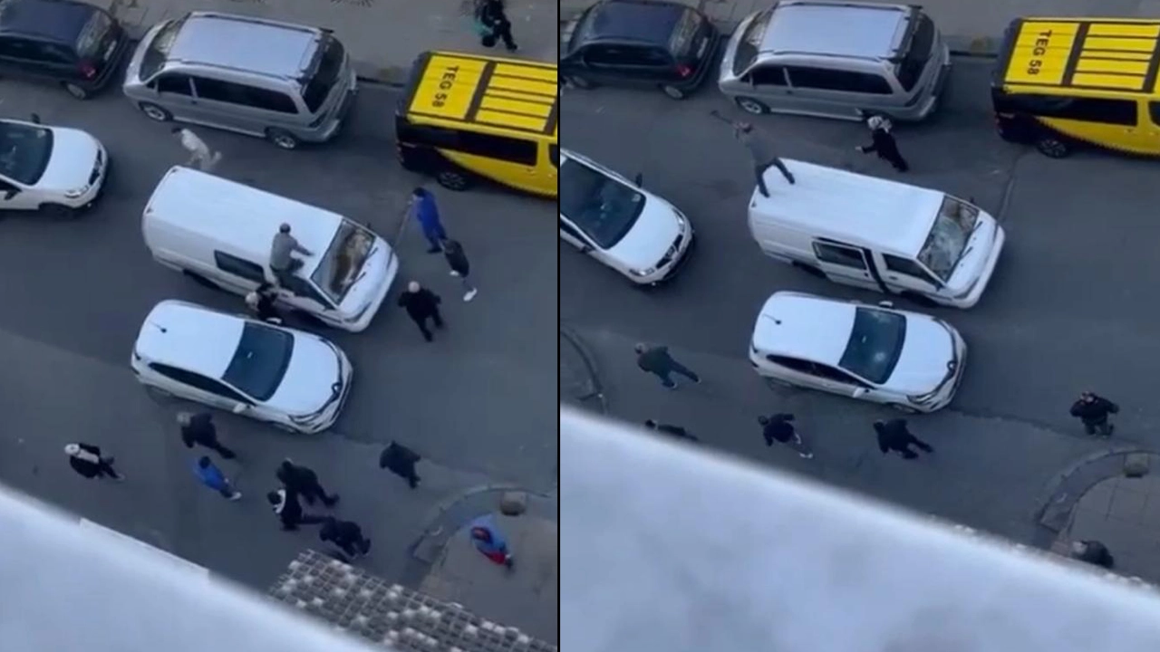 Yol verme tartışması kavgaya dönüştü: Sürücüler birbirlerinin araçlarına balyozla saldırdı