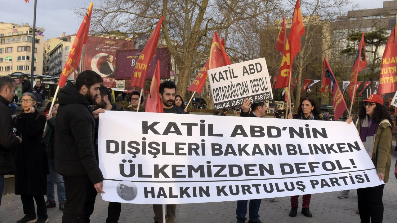 Blinken'ın Türkiye ziyareti protesto edildi