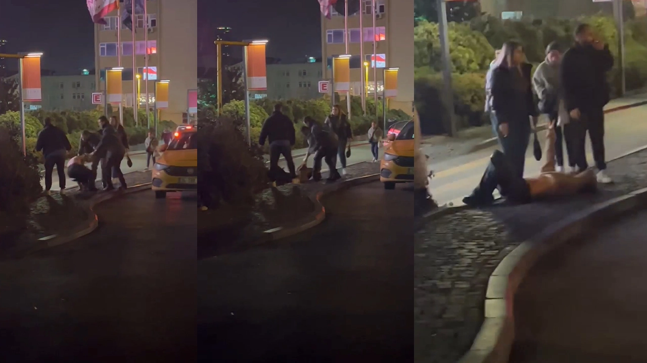 Sokak ortasında kadına şiddet: Taksi şoförü kadını yere düşürerek art arda tokat attı