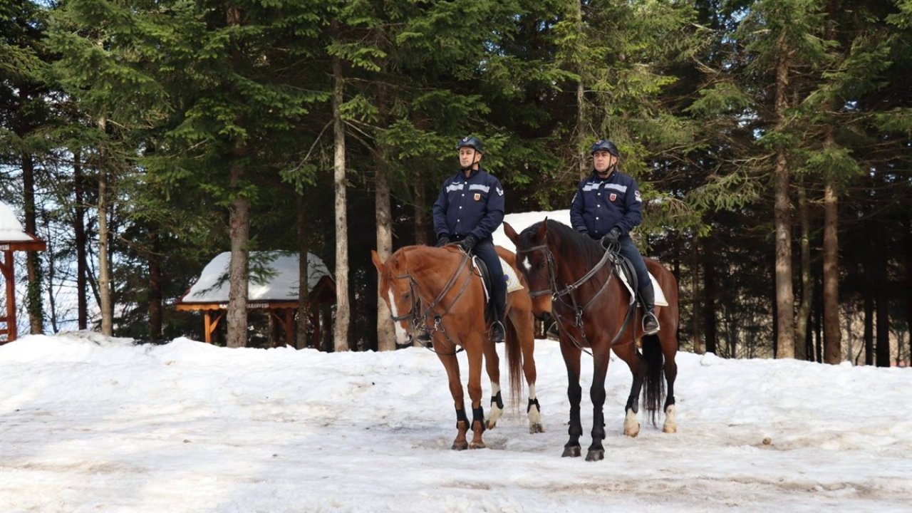 Atlı jandarmalar, Kartepe'de görevde