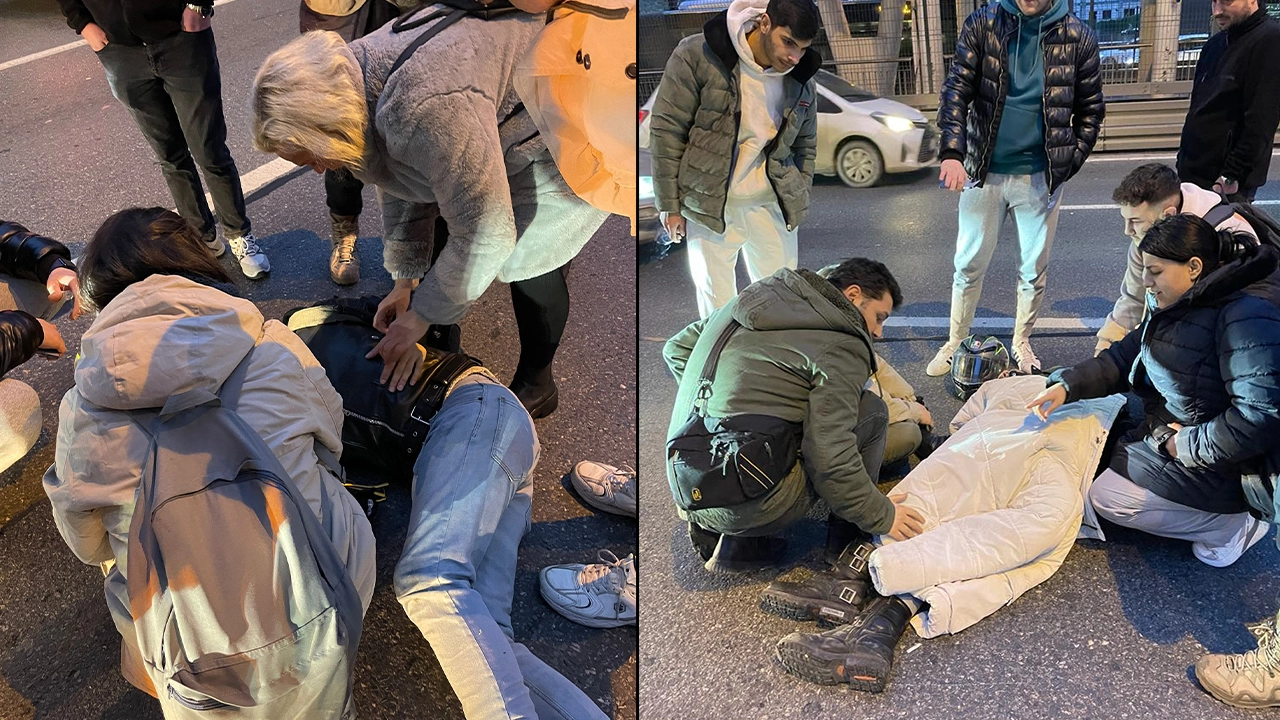İstanbul'da motosiklet sürücüsü kaza yaptı