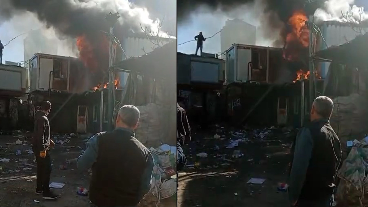Maltepe'de işçilerin kaldığı konternerde yangın