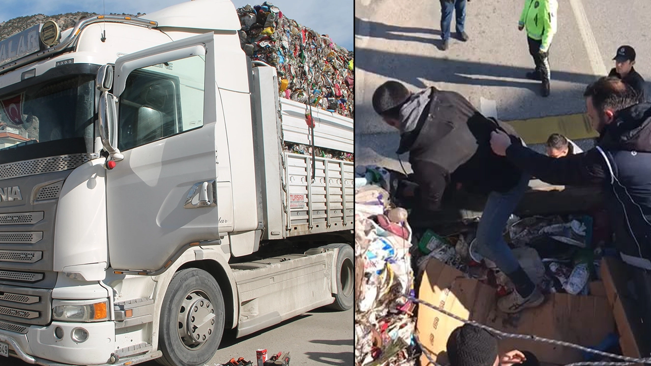 Kaçak göçmenler çöp yığınlarının içinden çıktı: TIR sürücüsü tutuklandı
