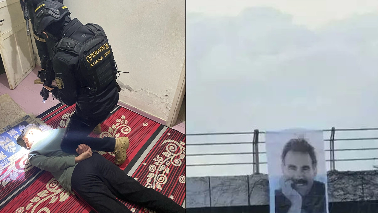 Köprüye teröristbaşı Öcalan'ın posterini asan 2 şüpheli yakalandı