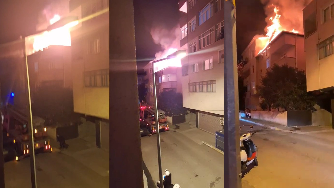 3 katlı binanın çatısında yangın paniği