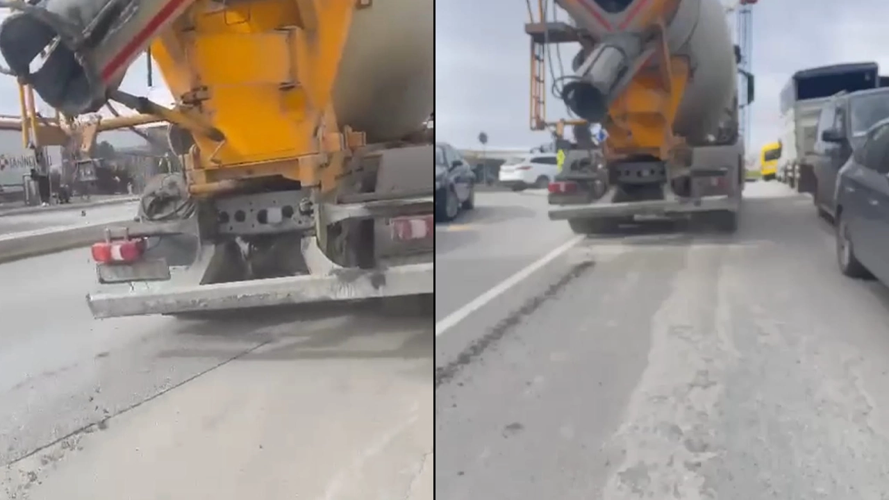 Ekipler harekete geçti: Asfalta beton dökerek ilerleyen mikser sürücüsüne ceza