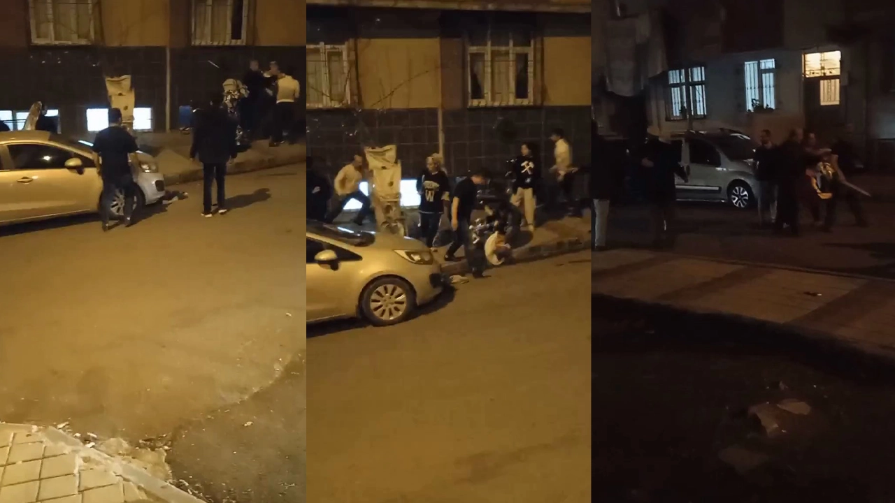 Sokak ortasında komşular arasında kavga: Kadın ve erkekler birbirine girdi