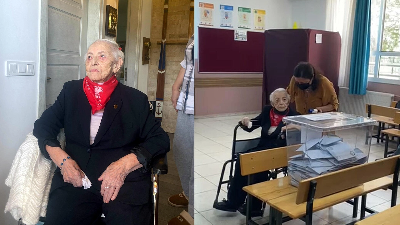 101 yaşındaki seçmen alkışlar eşliğinde oyunu kullandı