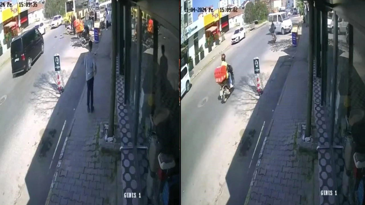 Tuzla'da motosikletli minibüse çarptı: Kaza anı böyle görüntülendi