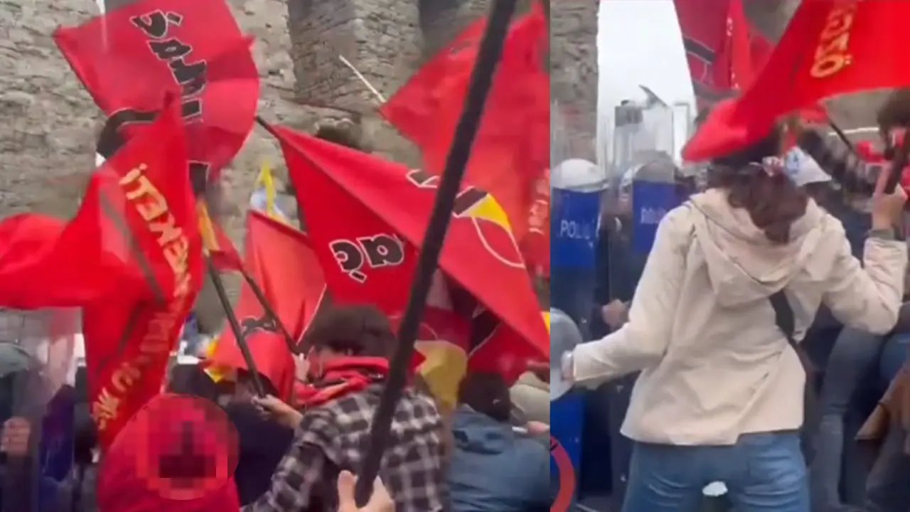 Saraçhane'den Taksim'e yürümek isteyen grup polise taş ve sopalarla saldırdı!