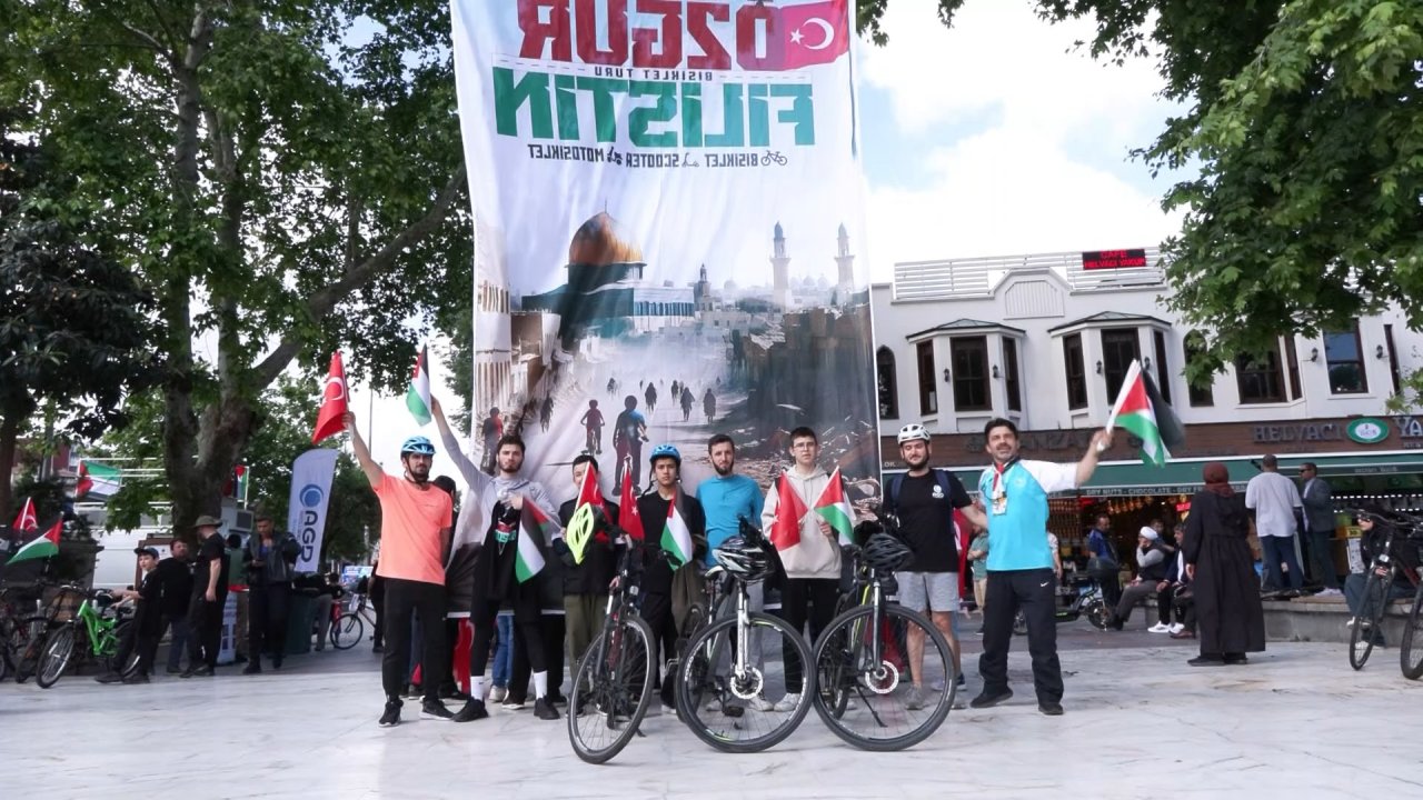 "Özgür Filistin" için pedal çevirdiler