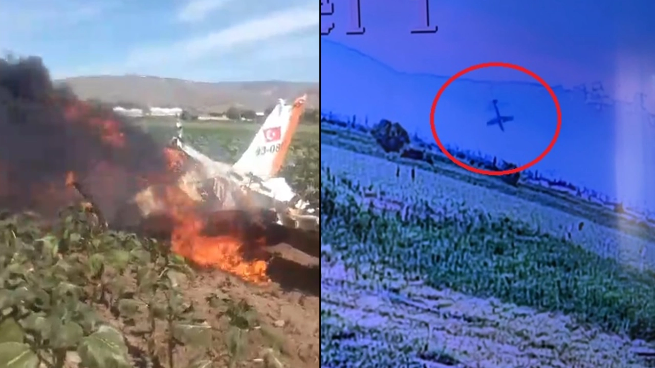 2 pilotun şehit olduğu uçak kazasında yeni görüntüler