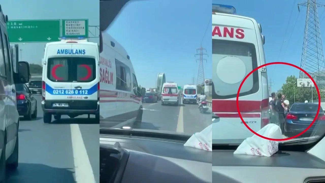 Bağcılar'da ambulansa yol vermeyen sürücü yol kesip kavga çıkardı!