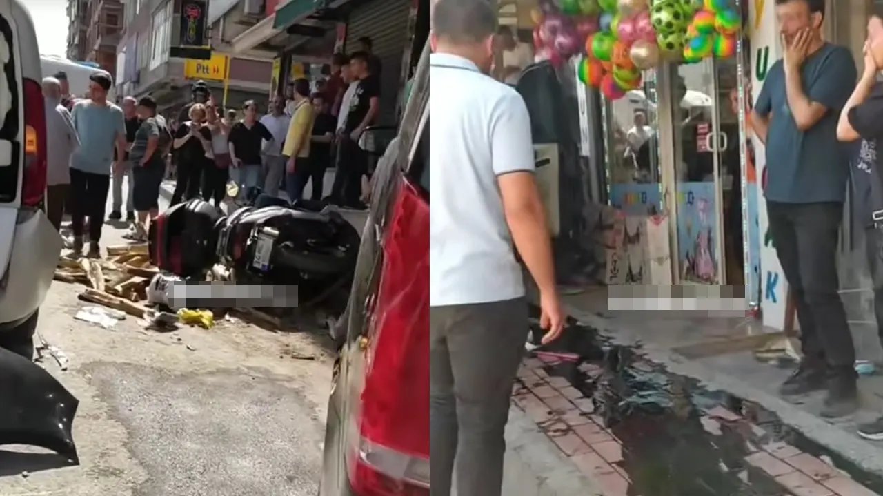 Güngören'de zincirleme trafik kazası, bir araç dükkana girdi!