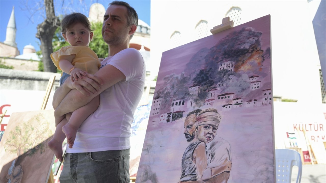 Gazze'deki zulme sessiz kalmayan 247 sanatçıdan "Zulmü fırçala" eylemi