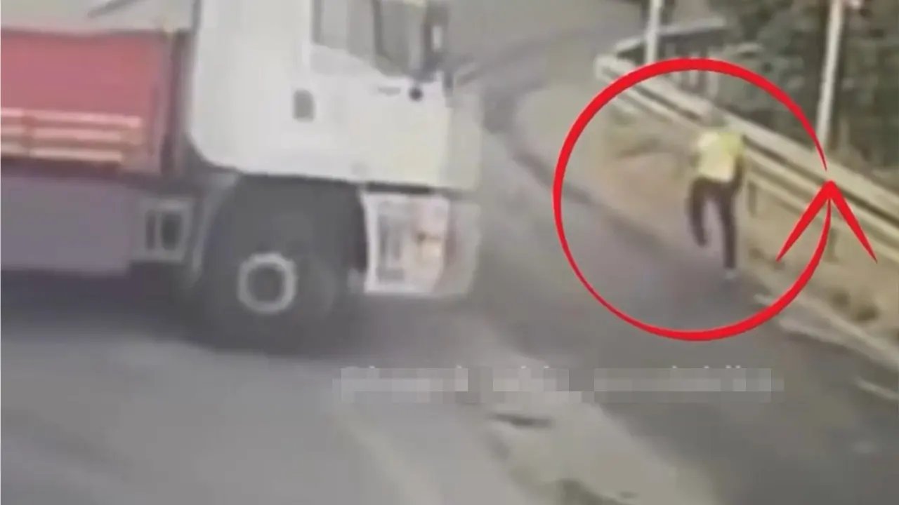 Başakşehir'de kamyon çayırlık alana uçtu, 1 kişi ölümden kıl payı kurtuldu
