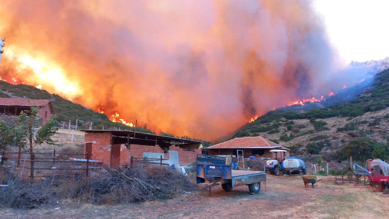 Manisa'daki orman yangını geniş alana yayıldı: İki mahalle boşaltıldı