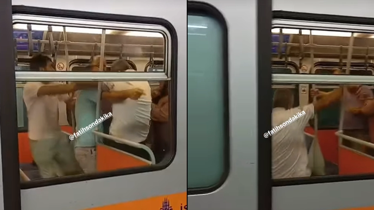 İstanbul'da metroda yumruk yumruğa kavga