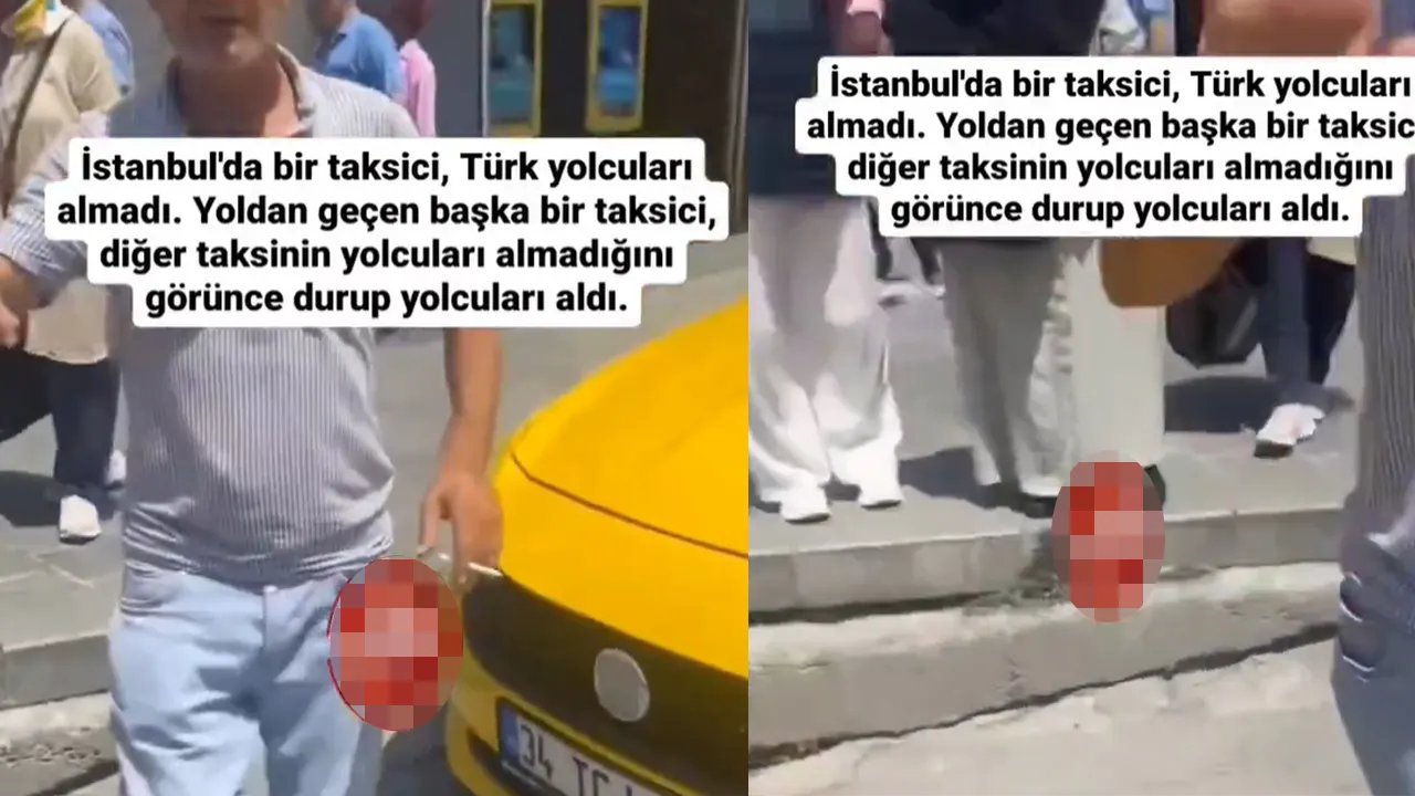 Taksici Türk yolcuları aracına almadı, durumu gören başka bir taksici yaşanan olaya tepki gösterdi!