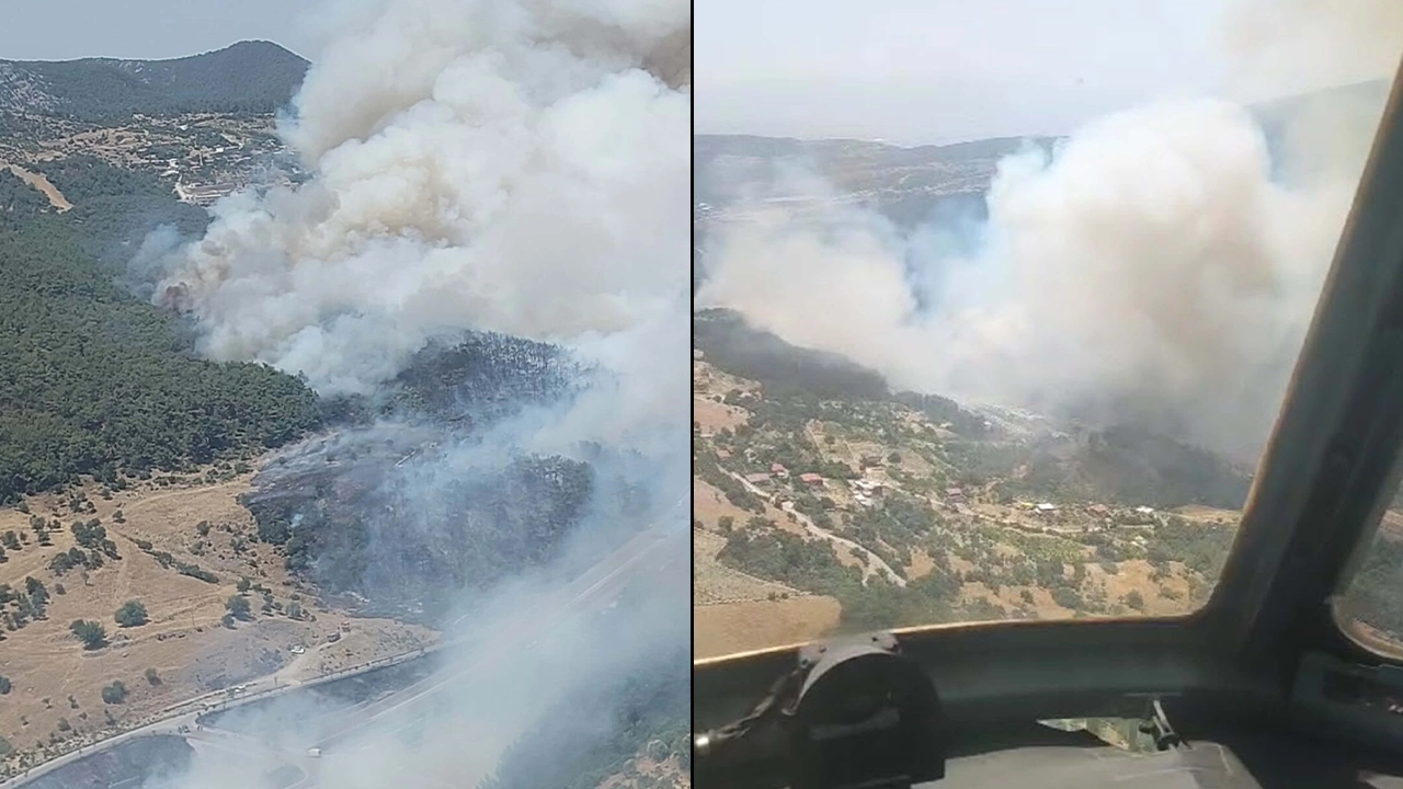 İzmir'deki orman yangını büyüyor: Takviye ekipler sevk edildi, kara yolu trafiğe kapatıldı